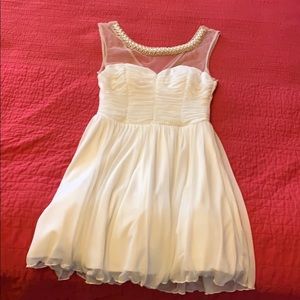 Never Worn:  White Dress with Pearl Neckline